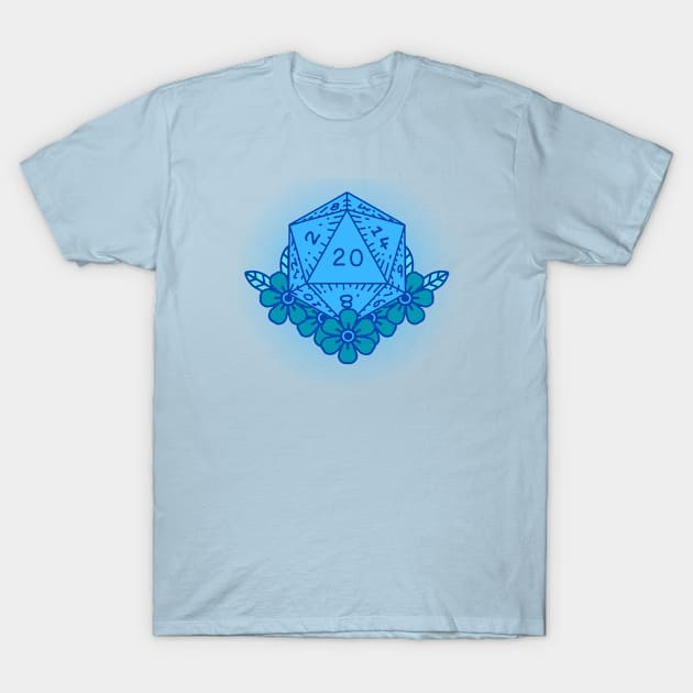 Blue D20 Dice T-Shirt by Likeable Design